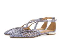 GIOSEPPO LESKOVIC Women's Blue Leather Ballerinas with Braided, Blue, 8 UK