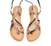 GIOSEPPO Lussat leather thin strap sandals to tie to the leg, Lead, 4 UK