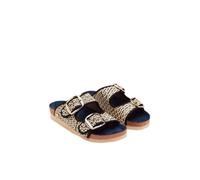 GIOSEPPO Raffia Sandals And Pershing Buckles, navy, 4 UK