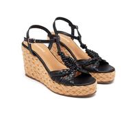 GIOSEPPO Sandals Leather Wedge Jute Castine, Black/White, 7 UK