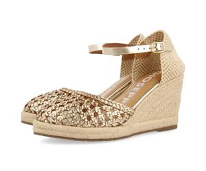 GIOSEPPO SERIGNAN Black Braided Leather Espadrilles with High Jute Wedge for Women, Platinum, 8.5 UK