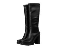 GIOSEPPO Weidingen Women's Black Round Toe High Heel Track Platform Boot, Black/White, 5 UK