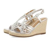 GIOSEPPO Women's Glide Espadrille Wedge Sandal, Metallic Silver, 4.5 UK