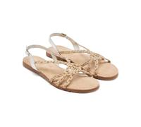 GIOSEPPO WIOTA Leather, Raffia And Shine Sandals, beige, 3 UK
