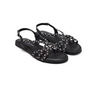 GIOSEPPO WIOTA Leather, Raffia And Shine Sandals, Black/White, 8.5 UK