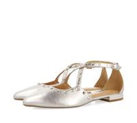 GIOSEPPO Women's Boys Flat Ballet, Metallic Silver, 4 UK