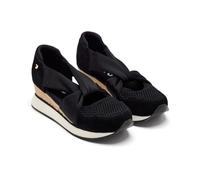 GIOSEPPO Darlington Leather and Raffia Open Wedge Sneakers, Black, 8 UK