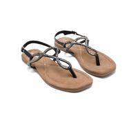 GIOSEPPO Women's Kingfield Flat Sandal, Black/White, 6 UK
