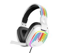 Gioteck TX5+ RGB Wired Headset Compatible with Switch, PS5, Xbox Series S |X, PC, Mobile - RGB Lighting - Flat Design - Passive Noise Cancellation - 3.5mm Jack (Crayons - White)
