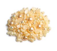 GIOTEL 2-8mm ABS Plastic Pearl Beads Half Round Flat Back Pearls For DIY Crafts Decoration(Color:Lt Yellow AB,Size:Mix Size 15g)