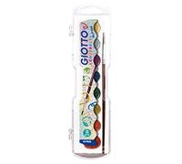 GIOTTO Aquarelli Glitter 8 Watercolour Blocks, Includes 1 Brush, Assorted Colours, For Children, Party Bags & Schools