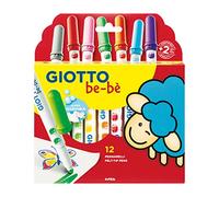 GIOTTO be-bè Felt Tip Pens, 12 Assorted Colours Pack, Super-Washable, Perfect for Young Kids