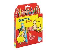 GIOTTO be-bè Large Colouring Pencils Set, 12 Assorted Colours, Pencil Sharpener Included, Super Washable, Suitable for Ages 2+, For Children