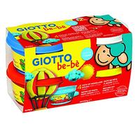 GIOTTO be-bè Modelling Dough Pack 4 x 100g Pots White/Red/Yellow/Blue | For Children & Primary Schools