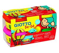 GIOTTO be-bè Modelling Dough Pack for Young Children, 4 x 100g Pots, Red/Yellow/Magenta/Green, Ideal for Children and Schools
