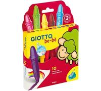 GIOTTO be-bè Wax Crayons, 10 Assorted Colours Pack, Large, Perfect for Young Kids