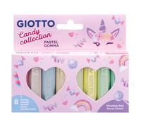 GIOTTO Candy Collection Pastel Erasers, 8 Pieces, Assorted Colours, Ideal for Children, Party Bags & Schools