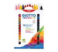 GIOTTO Cera Maxi Super Washable Duo Colour Large Wax Crayon, 12 Crayons in Assorted Colours, For Children, Party Bags & Schools