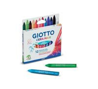 GIOTTO Cera Maxi Super Washable Large Wax Crayon, 12 Assorted Colours, Ideal for Children, Party Bags & Schools