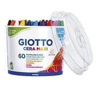 GIOTTO Cera Maxi Super Washable Large Wax Crayons, 5 x 12 Assorted Colours, 60 Pieces, Ideal for Children, Parties & Schools