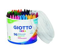 GIOTTO Cera Wax Crayons for Children, Pot of 96 Assorted Colours, Super Washable, Ideal for Home and Schools