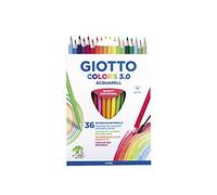 GIOTTO Colors 3.0 Watercolour Coloured Pencils Schoolpack 36 Pieces | Triangular Shaped Watercolour Coloured Pencils, 3mm Lead, Assorted Colours, For Children & Primary Schools