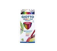 GIOTTO Colors 3.0 Watercolour Colouring Pencils, 12 Pieces in Assorted Colours, Ideal for Children, Parties and Schools