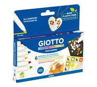 GIOTTO Decor Materials Multi-surfaces Paint Markers, Medium Tip - 4mm Nib, 6 x Assorted Colours, Ideal for Children, Parties and Schools