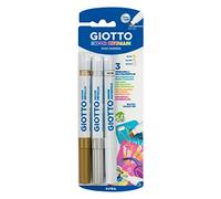 GIOTTO DECOR METAL Pack, White, Gold & Silver, 3 Pens, For Young Kids