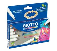 GIOTTO Decor Metallic Multi-surfaces Paint Markers, Schoolpack, Medium Tip - 4mm Nib, 5 x Assorted Colours, Ideal for Children, Parties and Schools