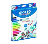 GIOTTO Decor Textile Fabric Paint Markers, 12 x Assorted Colours, For Children, Parties and Schools