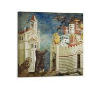 Giotto Di Bondone-the Expulsion of The Devils From Arezzo Printed Posters Canvas Wall Art Prints Photo Picture Paintings Room Decor Home Decorative 12x12inch(30x30cm)