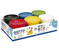 GIOTTO Dita Super Washable Finger Paint, 6 x 200ml Pots, Primary Colours, Ideal for Children, Parties and Schools