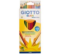 GIOTTO Elios Wood Free Colouring Pencils, 12 Assorted Colours, Ideal for Children & Schools