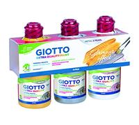 GIOTTO Extra Quality Glitter Paint, Ready To Use, 250ml x 3 Metal & Pearlescent Colours, For Children, Parties and Schools