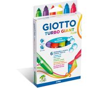 GIOTTO Giant Fluorescent Extra Large Felt-Tip Pens Box of 6 Assorted Colours, Ideal for Young Artists