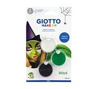 GIOTTO Kids Halloween & Dress Up Witch Make-Up Eye-Shadow Set in White, Black & Green, Easy Washable from Skin, Ideal for Dress Up, Children and Parties