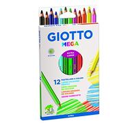 GIOTTO Mega Chunky Colouring Pencils, 12 Assorted Colours, Ideal for Children, Parties and Schools