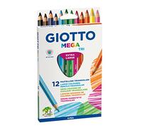 GIOTTO Mega-Tri Chunky Colouring Pencils, 12 Assorted Colours, Ideal for Children, Parties and Schools