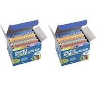 GIOTTO Robercolor Colour Chalk, 100 Assorted Colours x Round Chalk Pack, Dustless & Super Washable, For Children, Parties and Schools (Pack of 2)