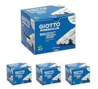 GIOTTO Robercolor White Chalk, 100 x Round Chalk Pack, Dustless & Super Washable, For Children, Parties and Schools (Pack of 4)