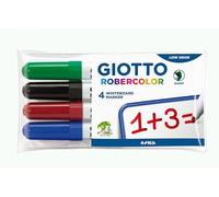 GIOTTO Robercolor Whiteboard Markers, 4 x Assorted Colours, Bullet Tip, Ideal for Children and Schools