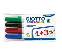 GIOTTO Robercolor Whiteboard Markers, 4 x Assorted Colours, Chisel Tip, Ideal for Children and Schools
