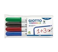 GIOTTO Robercolor Whiteboard Markers, 4 x Assorted Colours, Medium Tip, Ideal for Children and Schools