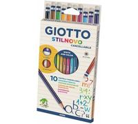 GIOTTO Stilnovo Intense Colours Colouring Pencils, 10 Pieces with Eraser Ends, Sharpener Included, Assorted Colours, Ideal for Children, Parties and Schools