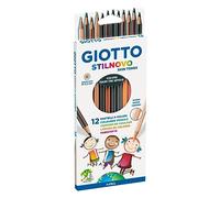 GIOTTO Stilnovo Skin Tones Coloured Pencils Crayons, Hexagonal Shape, Lead 3.3mm, 12 Assorted Tones, Ideal for Children and Schools