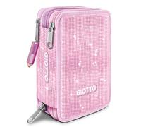 Giotto Super Crystal Pencil Case 3 Zip Pink