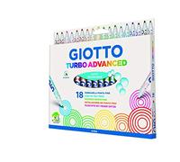 GIOTTO Turbo Advanced Super Washable Felt Tip Fibre Pens, Fine Tip Nib 2.8mm, 18 Assorted Colours, Ideal for Children, Parties and Schools