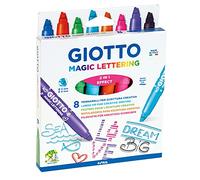 GIOTTO Turbo Giant Magic Lettering Felt Tip Fibre Pens, Special Tip, 8 Assorted Colours, Ideal for Children, Parties and Schools