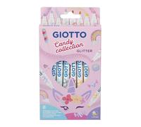 GIOTTO Turbo Glitter Felt Tip Fibre Pens, 8 Assorted Pastel-Toned Colours, Ideal for Children, Parties and Schools